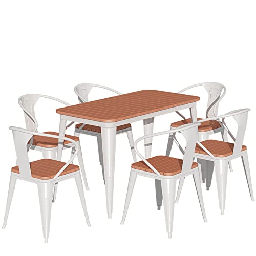 Generisch Kunststoffholz Stapelstuhl Set 4 Stühle Tisch 120x60x75 cm Schwarz