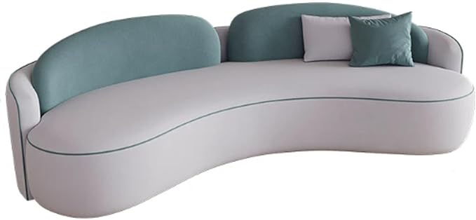 KIBONCY Gebogenes Ledersofa 2,3m Wohnzimmer Couch