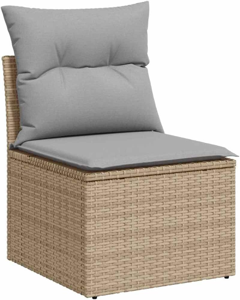 GFMGUEMV 13-Teiliges Gartensofa-Set Poly-Rattan Beige Hellgrau