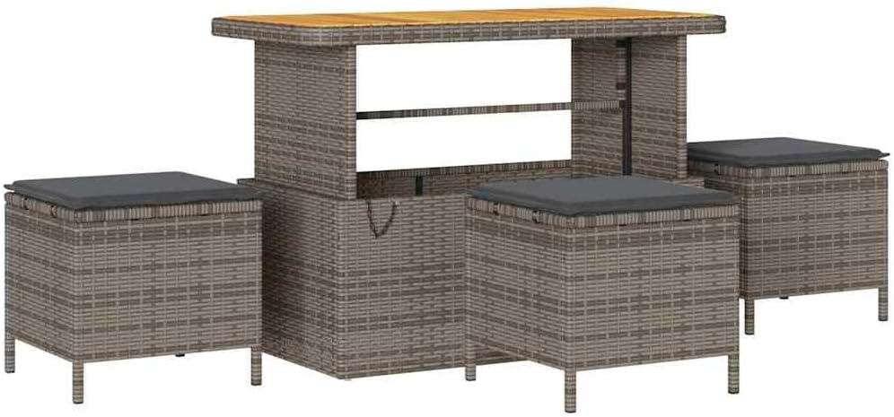 GFMGUEMV Modulares Rattan Sofa-Set 14-teilig Grau Mit Höhenverstellbarem Tisch