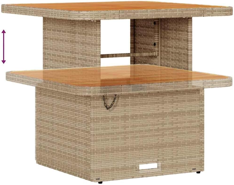 GFMGUEMV 13-teilig Poly-Rattan Lounge Set Beige mit Akazienholz-Tisch