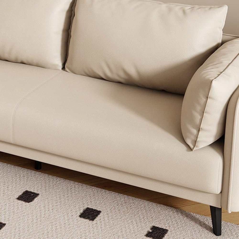 KIBONCY 3-Sitzer Ledersofa 80 cm Schwarz