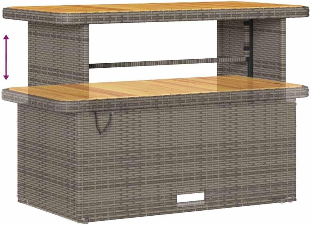 GFMGUEMV Gartenmöbel Set 14-Teilig Poly-Rattan Grau 110 Cm Tisch