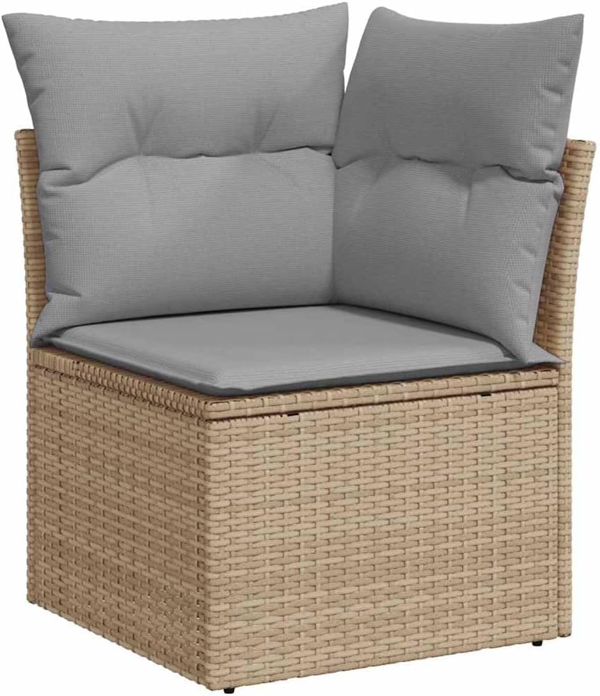 GFMGUEMV Gartensofa-Set 12-teilig Beige Poly-Rattan Stahl