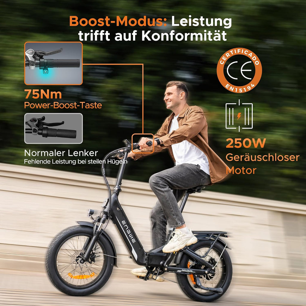 ENGWE L20 3.0 Boost E Bike 48V 13,5Ah 250W 20 Zoll Schwarz