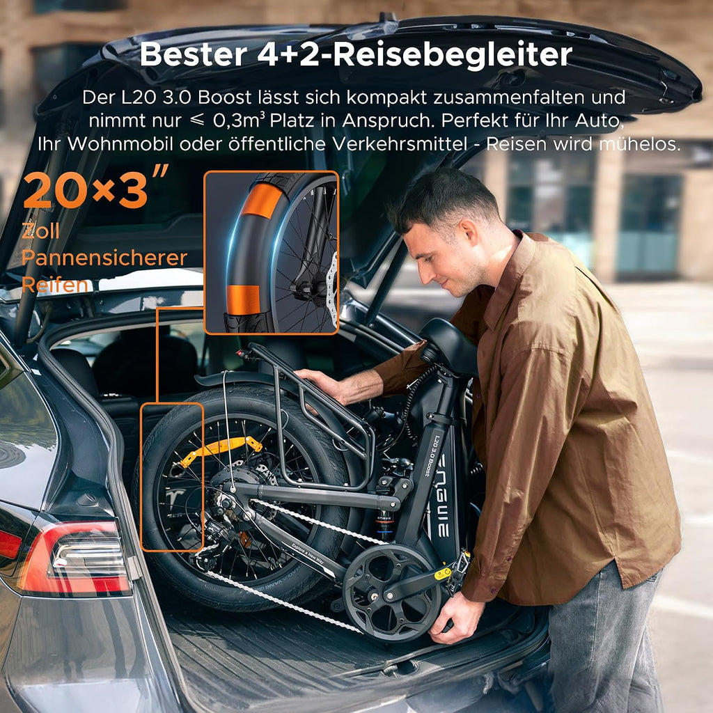 ENGWE L20 3.0 Boost E Bike 48V 13,5Ah 250W 20 Zoll Schwarz