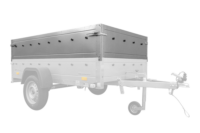PKW-Anhänger 230×125 UNITRAILER GARDEN 230 FD mit BIS-Bordwänden, H-800-Gestell und blauer Plane-Neu