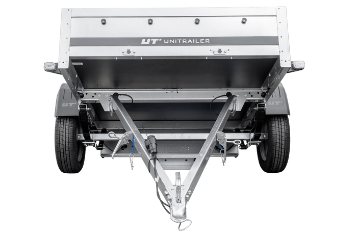 Einachsanhänger auf Federn 264×125 UNITRAILER GARDEN 264/R KIPP mit BIS-Seiten, H-0-Rahmen und grauer Plane-Neu