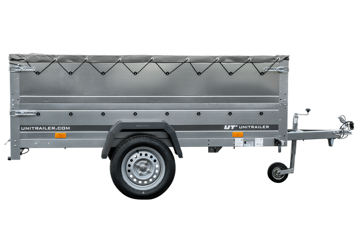 Faltbarer Anhänger GARDEN TRAILER 230 KIPP mit zusätzlichen Bordwänden, Stützrad und Flachplane-Neu