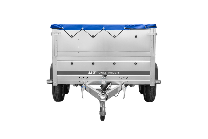 GARDEN TRAILER 264/2 KIPP Zweiachsanhänger mit Stützrad, Planenträgern, zus. Bordwänden und blauer Flachplane-Neu