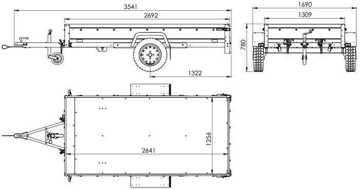 Großer Anhänger 750 kg GARDEN TRAILER 264 KIPP mit Bordwandaufsatz [zusätzliche 40 cm], Stützrad und blauer Flachplane-Neu
