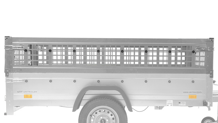 Pkw Transport Anhänger 230×125 Garden Trailer 230 KIPP mit Laubgitteraufsatz, blauer Flachplane, Planenträgern und Stützrad-Neu