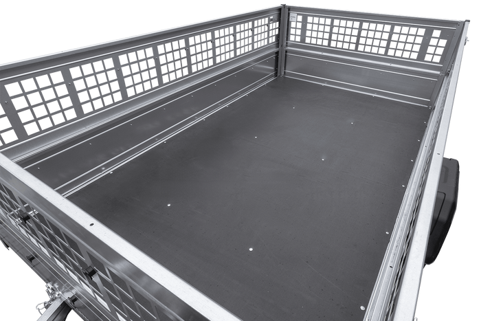 Leichter Anhänger auf Blattedern 264×150 UNITRAILER GARDEN 265/R KIPP mit Gitterwänden, H-0-Rahmen und blauer Plane-Neu