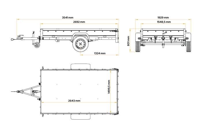 Leichter Anhänger auf Blattedern 264×150 UNITRAILER GARDEN 265/R KIPP mit Gitterwänden, H-0-Rahmen und blauer Plane-Neu