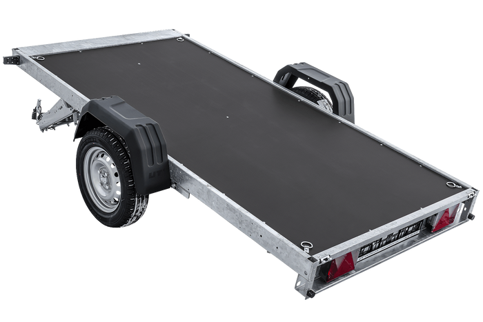 Leichter Anhänger auf Blattfedern 264×125 UNITRAILER FORCE 264/R KIPP mit BIS-Seitenwänden, H-800-Rahmen und grauer Plane-Neu