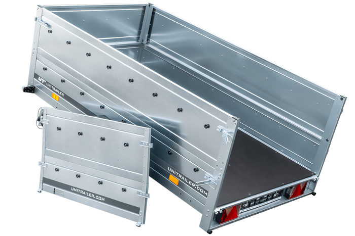 Pkw Anhänger Kipper 230×125 Garden Trailer 230 KIPP Unitrailer 750 kg mit Stützrad und zusätzlichen Bordwänden-Neu