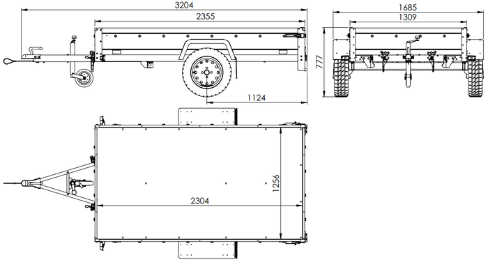 Pkw Transport Anhänger 230×125 Garden Trailer 230 KIPP mit Laubgitteraufsatz, blauer Flachplane und Stützrad-Neu