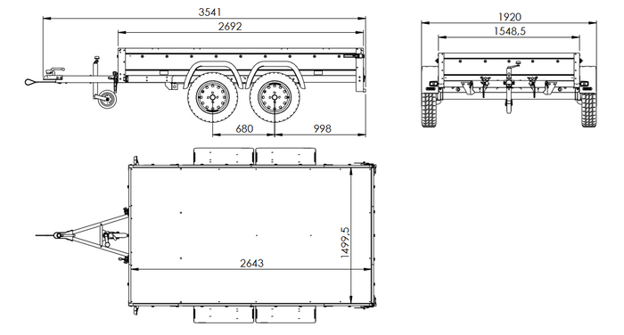 Zweiachsanhänger 264×150 UNITRAILER GARDEN 265/2 KIPP-Neu