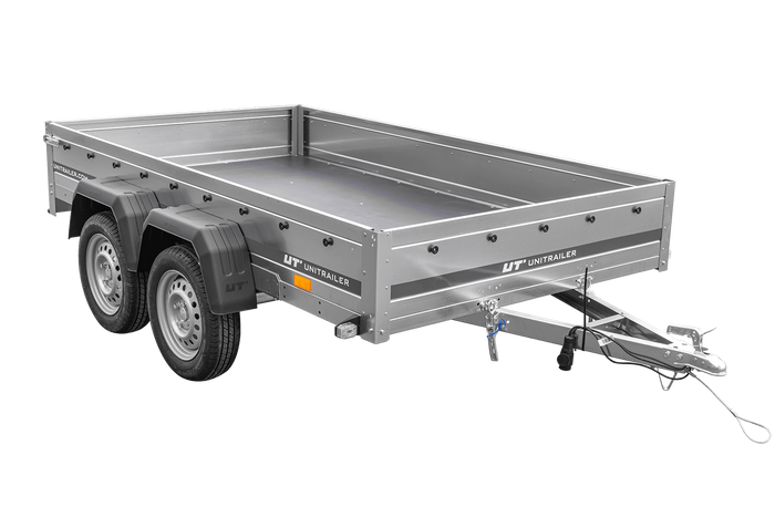 Zweiachsanhänger 264×150 UNITRAILER GARDEN 265/2 KIPP mit Rahmen H-1100 und blauer Plane-Neu