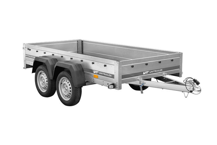 GARDEN TRAILER 264/2 KIPP MIT STÜTZRAD, GRAUE FLACHPLANE UND PLANENTRÄGER-Neu